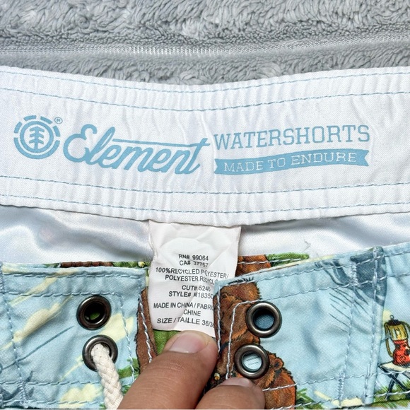 Element Bear Lake Theme Boardshorts Mens Size 36 Drawstring - Picture 3 of 12